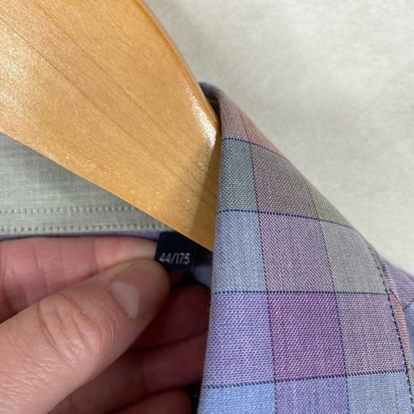 Men's Hammer Made Pastel Colored Tailored Long Sleeve Button Down Shirt-44/17.5 - Picture 3 of 6